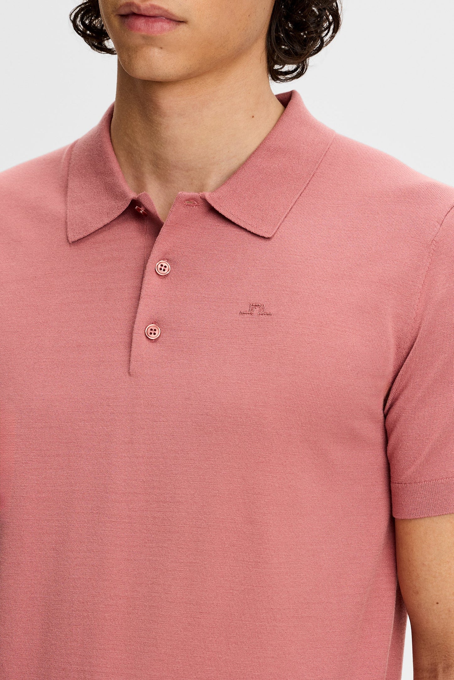 Polohemd mit Rippenstrickmuster / Verwelkte Rose