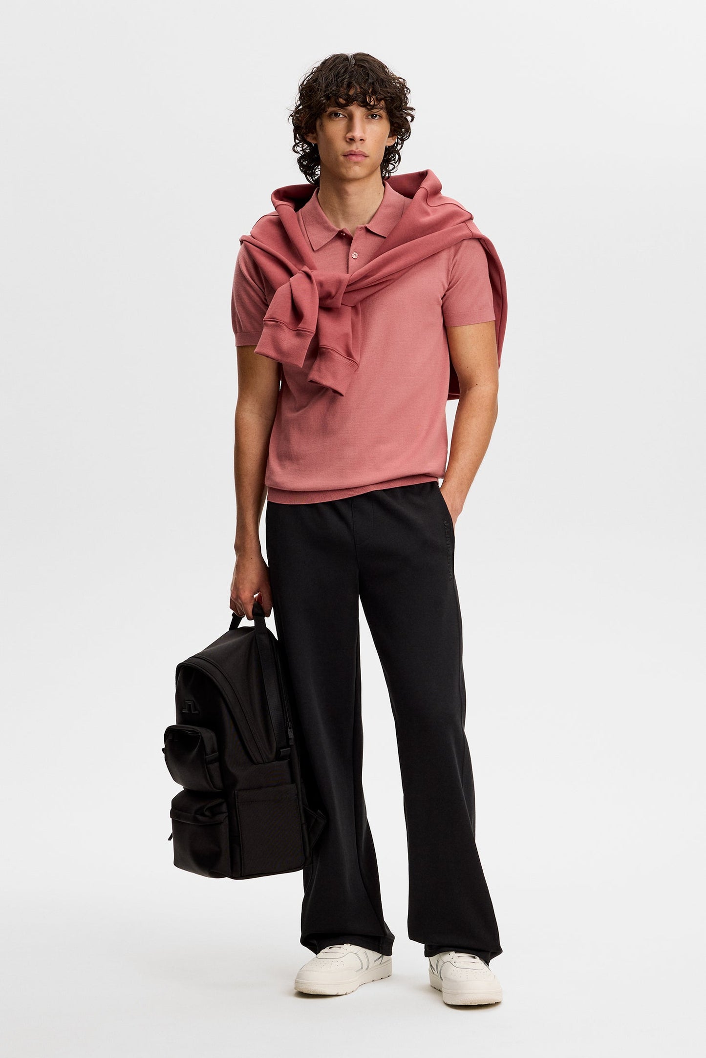 Polohemd mit Rippenstrickmuster / Verwelkte Rose