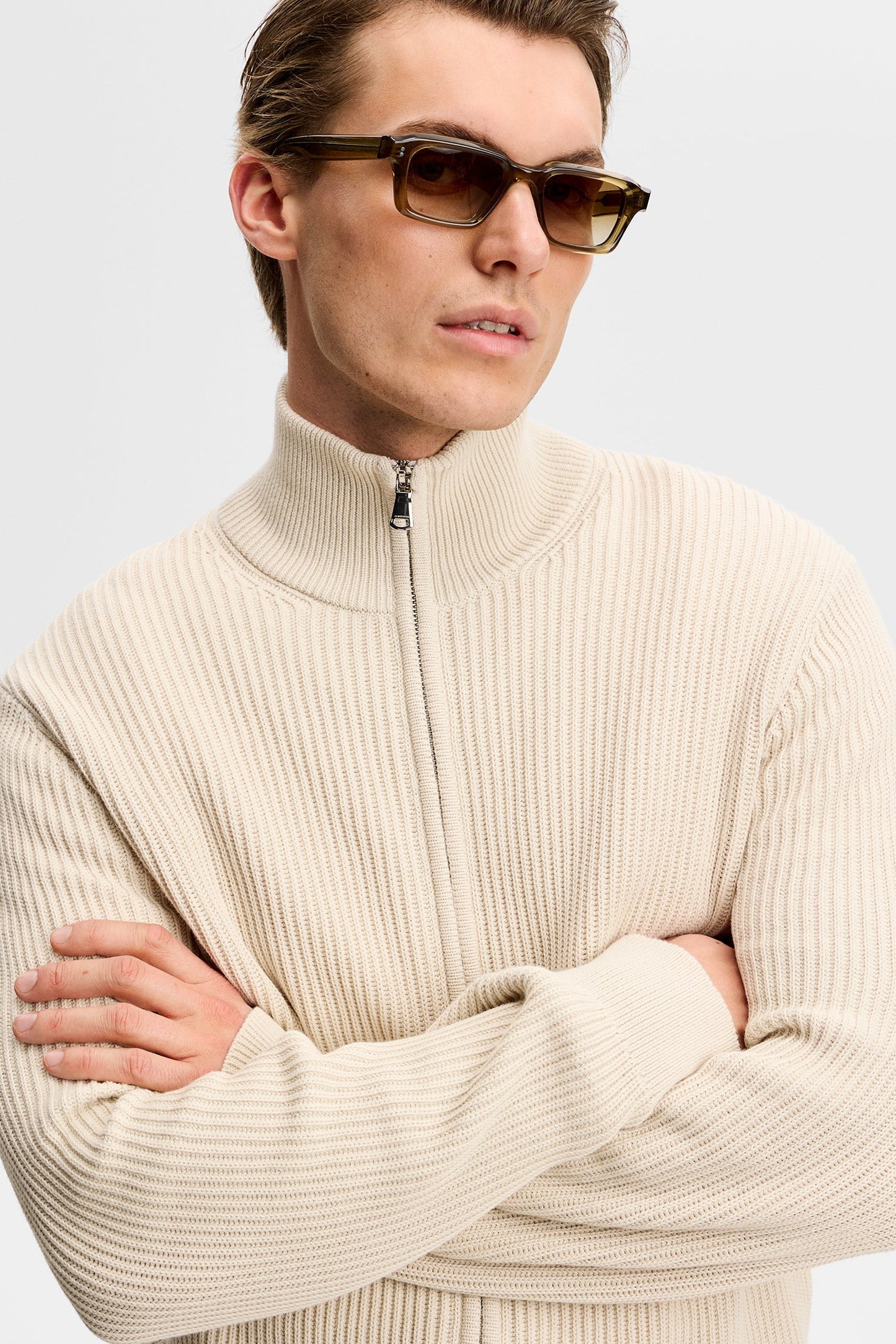 Alexis Full-Zip Cardigan / Moonbeam